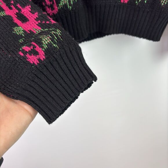 Vintage Le Rouge 80s Black Floral Sweater Size Large - Picture 2 of 5